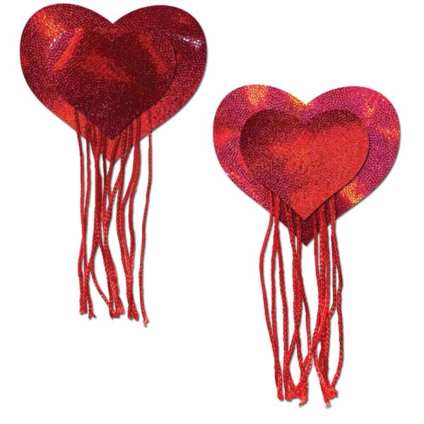 Pastease Tassel Holographic Heart - Red O/S