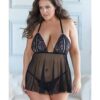 Allure Juliette Open Cup Babydoll w/Open G-String Black 1X/2X