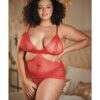 Allure Lace Peek a Boo Chemise & Ouverte G-String Red QN