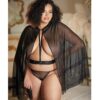 Allure Lace & Mesh Cape w/Attached Waist Belt (G-String NOT included) Black QN