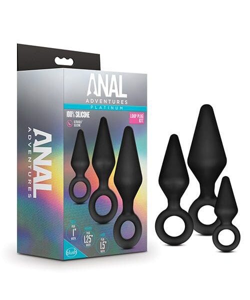 Blush Anal Adventures Platinum Silicone Loop Plug Kit - Black