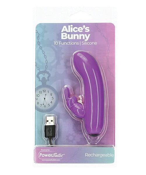 Alice's Bunny Rechargeable Bullet w/Rabbit Sleeve - 10 Functions Purple