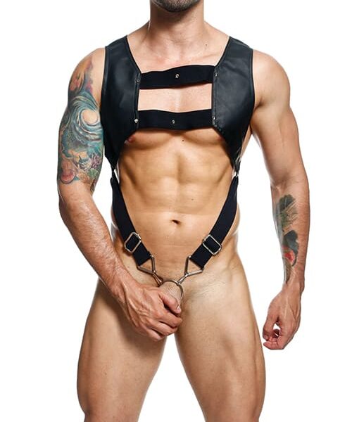 Dngeon Croptop Harness Cockring Black O/S