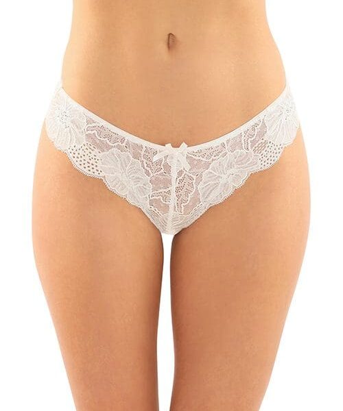 Poppy Crotchless Floral Lace Panty White L/XL