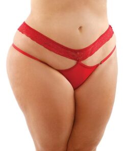 Bottoms Up Ren Microfiber Bikini Panty w/Lace Waist Red QN