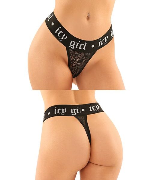 Vibes Buddy Pack Icy Girl Metallic Boy Brief & Lace Thong Black S/M