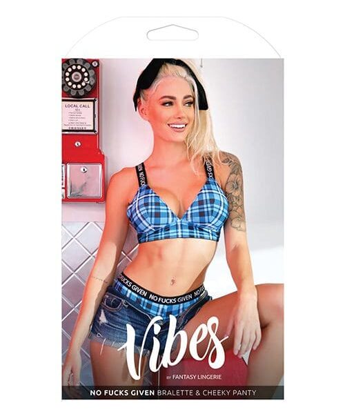 Vibes No Fuck Given Bralette & Cheeky Panty Monday Blue L/XL