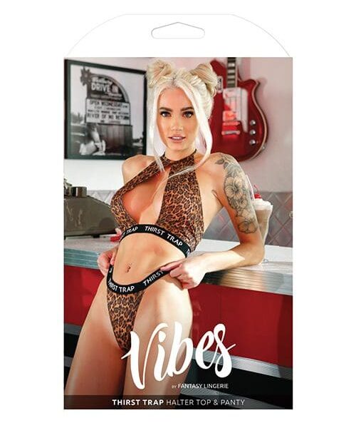 Vibes Thirst Trap Halter Top & Panty Savage Leopard S/M