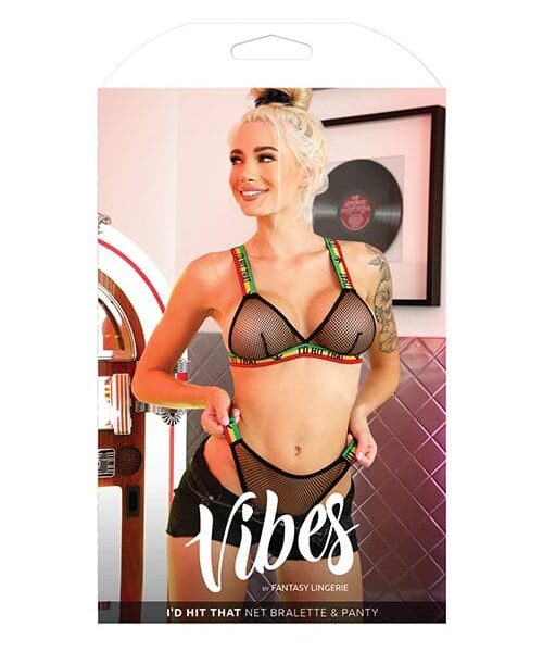 Vibes I'd Hit That Net Bralette & Panty Black L/XL