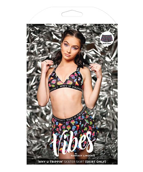 Vibes Why U Trippin Skater Skirt Black L/XL