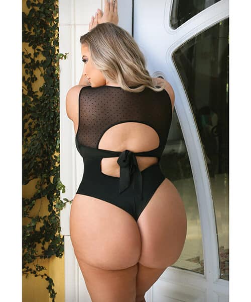 Curve Raven High Neck Bodysuit w/Snap Crotch Black 1X/2X