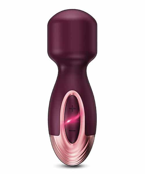 Zola Rechargeable Silicone Mini Wand - Burgundy/Rose Gold