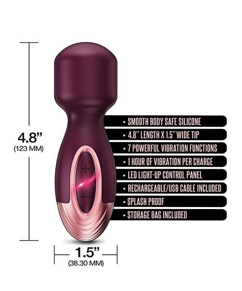 Zola Rechargeable Silicone Mini Wand - Burgundy/Rose Gold