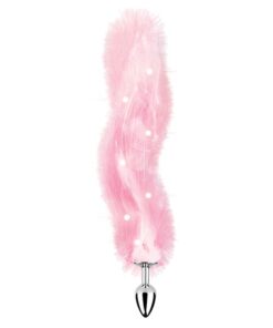 Foxy Tail Light Up Faux Fur Butt Plug - Pink