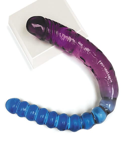 Shades Jelly TPR Gradient Double Dong - Blue/Violet