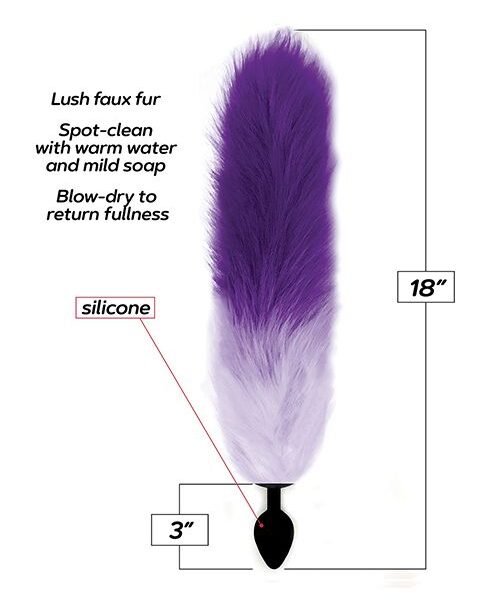 Foxy Fox Tail Silicone Butt Plug - Purple Gradient