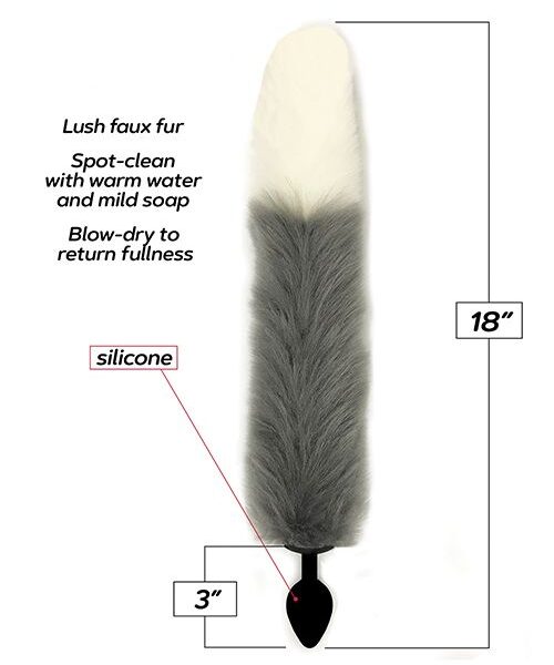 Foxy Fox Tail Silicone Butt Plug - Silver