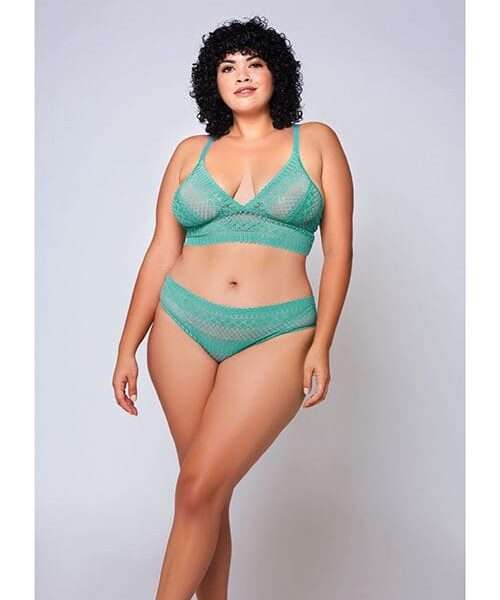 Geometric Lace Bralette & Hipster Teal 1X