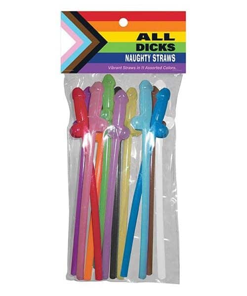 All Dicks Naughty Straws - Asst. Colors Pack of 11