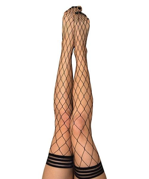 Kix'ies Michelle Large Fishnet Thigh High Black B