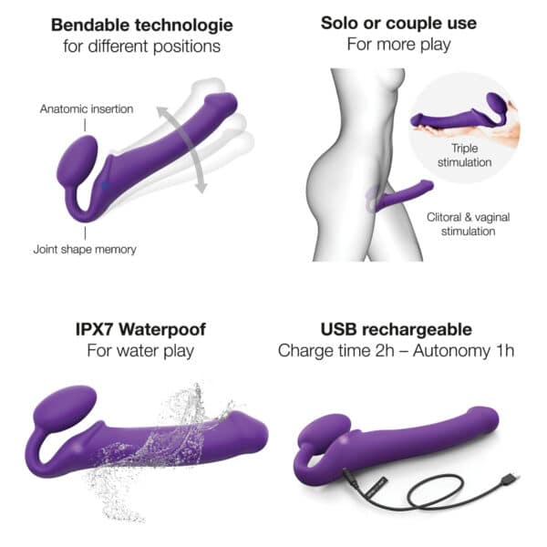 Strap On Me Vibrating Bendable Strapless Strap On Xlarge - Purple