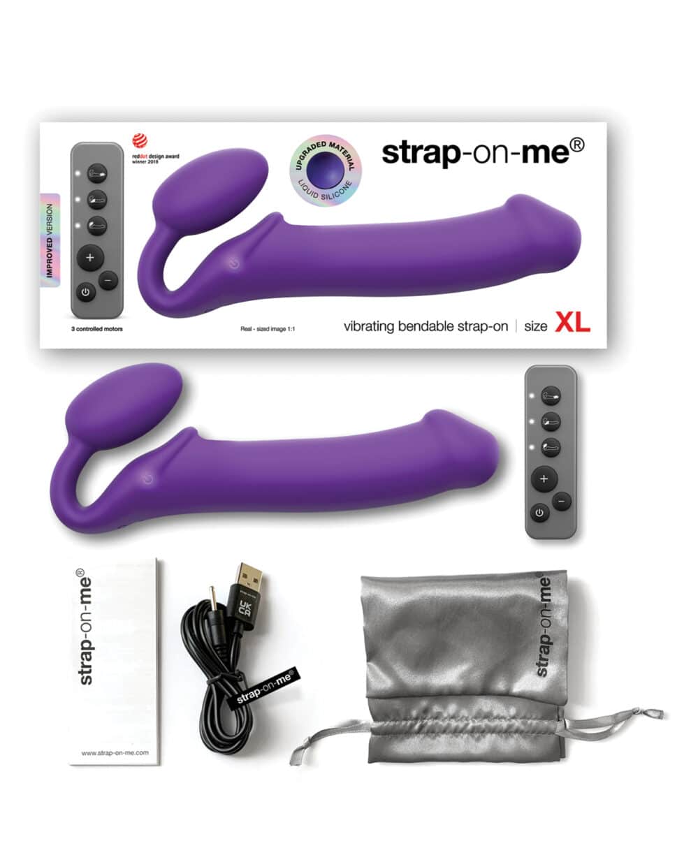 Strap On Me Vibrating Bendable Strapless Strap On Xlarge - Purple