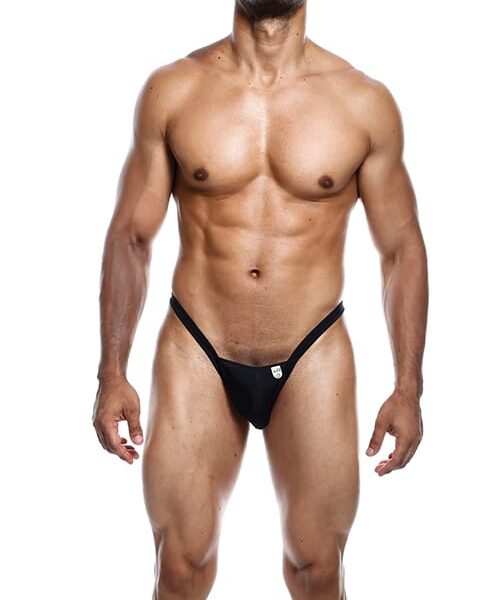 Male Basics Y Buns Thong Black MD