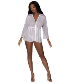 Modern Romance Flowing Short Robe White S/M