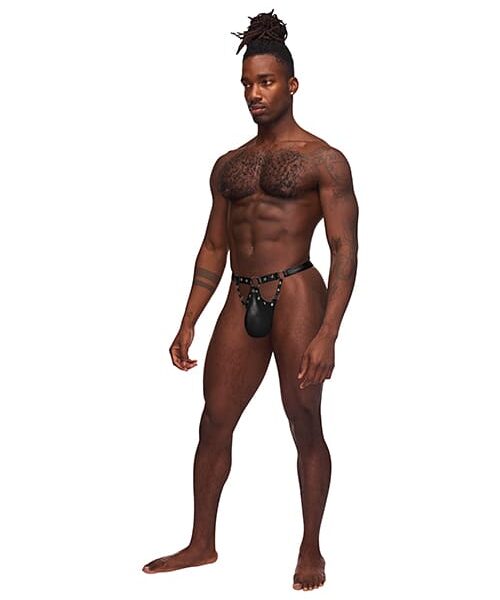 Fetish Jouster Nylon & Spandex Front Ring G-String Black L/XL