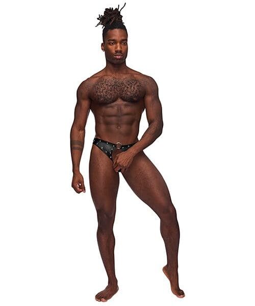 Fetish Cyclops Nylon Spandex Pouchless Jock Strap Black L/XL