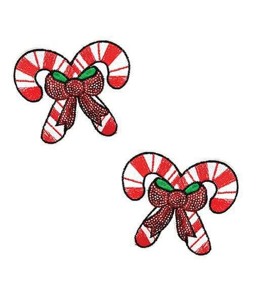 Neva Nude Sequin Candy Cane Pasties - Red/White O/S