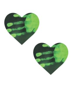 Neva Nude Temperature Reactive Heart Pasties - Neon Green