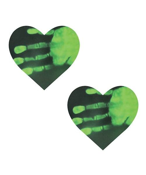 Neva Nude Temperature Reactive Heart Pasties - Neon Green