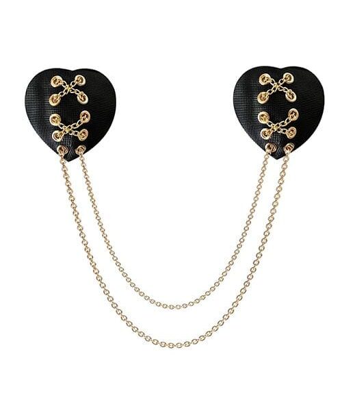 Neva Nude Two Heart Chained Pasties - Black O/S