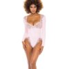 Maria Ribbed Knit & Lace Teddy Crystal Rose LG