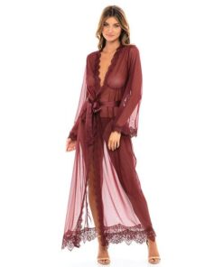 Provence Eyelash Lace Floor Length Robe Zinfandel L/XL