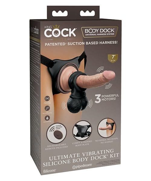 King Cock Elite Ultimate Vibrating Silicone Body Dock Kit w/Remote