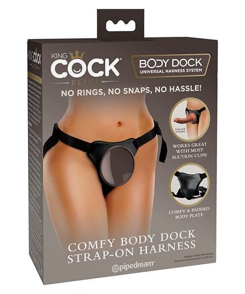 King Cock Elite Comfy Body Dock Strap On Harness - Black