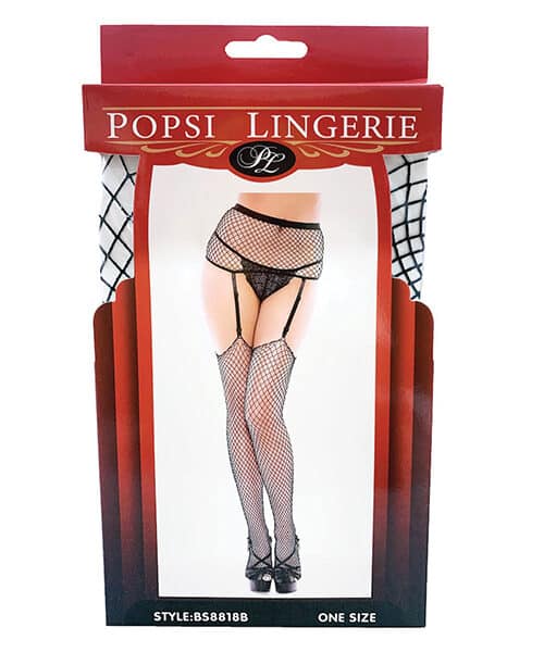 Fishnet Garter Pantyhose Black O/S