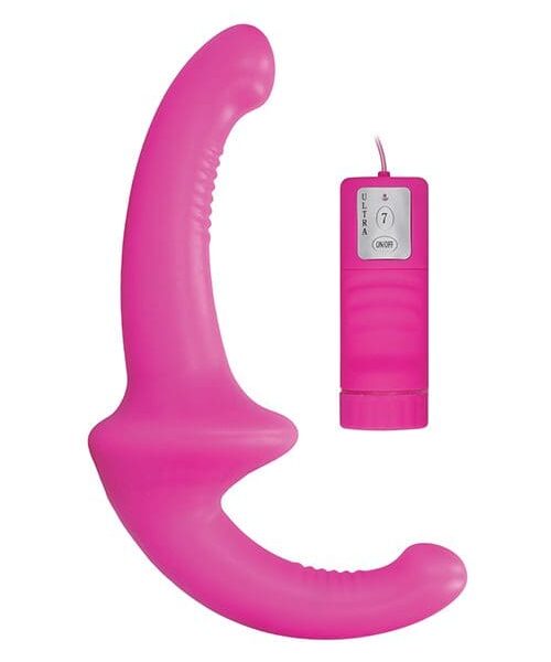 Shots Ouch Vibrating Silicone Strapless Strap On w/Controller - Pink