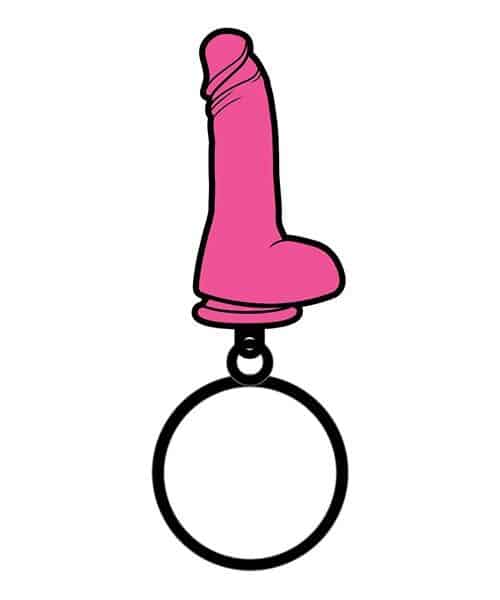 Wood Rocket Sex Toy Dildo Keychain - Pink