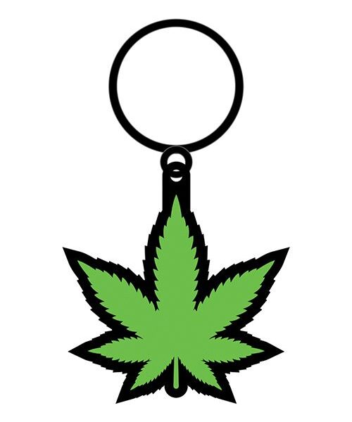 Wood Rocket Weed Pot Leaf Keychain - Green