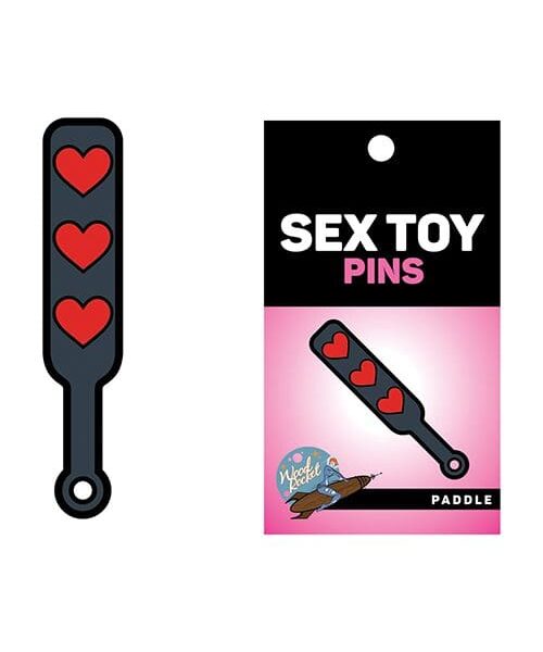 Wood Rocket Sex Toy Hearts Paddle Pin - Black/Red