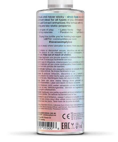 Wicked Sensual Care Simply Aqua Special Edition Water Based Lubricant - 4 oz